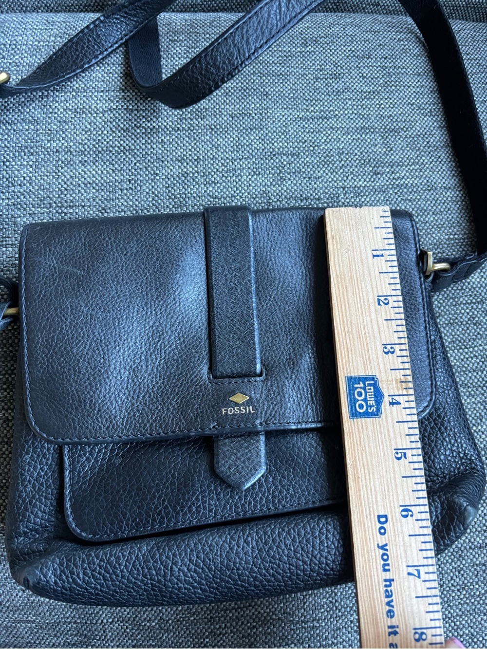 Fossil kinley small fold over cross body black leather purse - Picture 4 of 8
